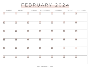 FREE MONTHLY CALENDAR PRINTABLE 2024 - Stylin by Sarita