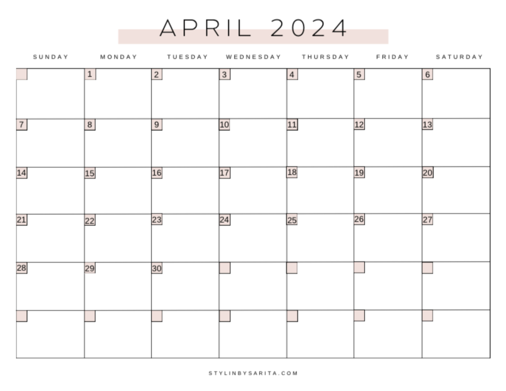 monthly calendar printable