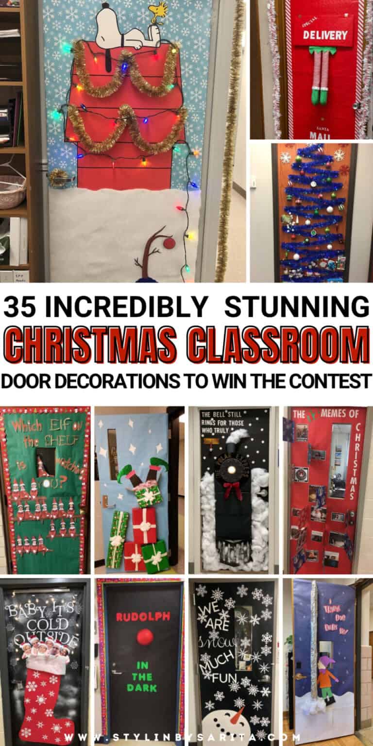 35 CUTEST CHRISTMAS DOOR DECORATING IDEAS - Stylin by Sarita