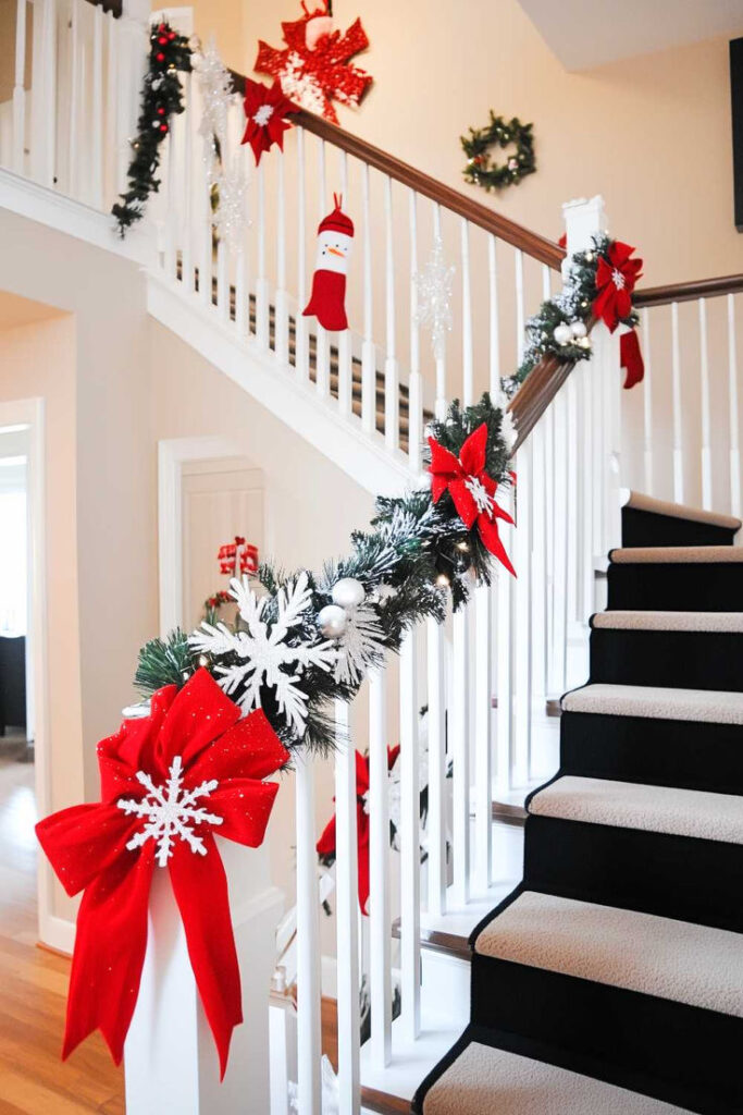 Christmas staircase decor