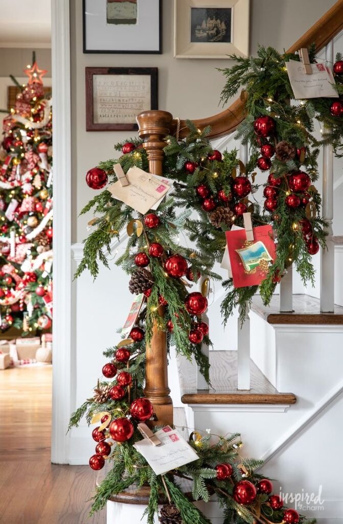 Christmas staircase decor