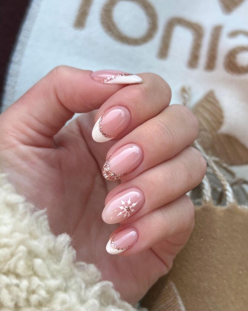 white Christmas nails