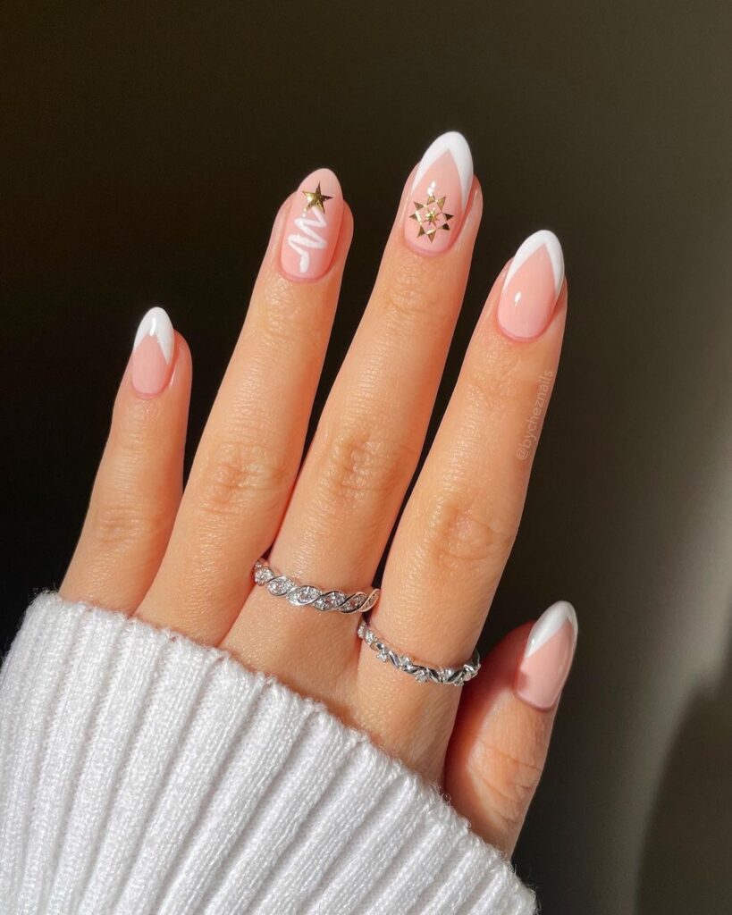 white Christmas nails