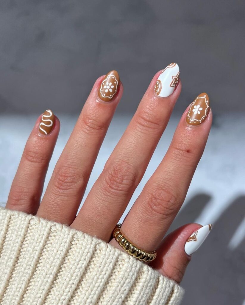 white Christmas nails