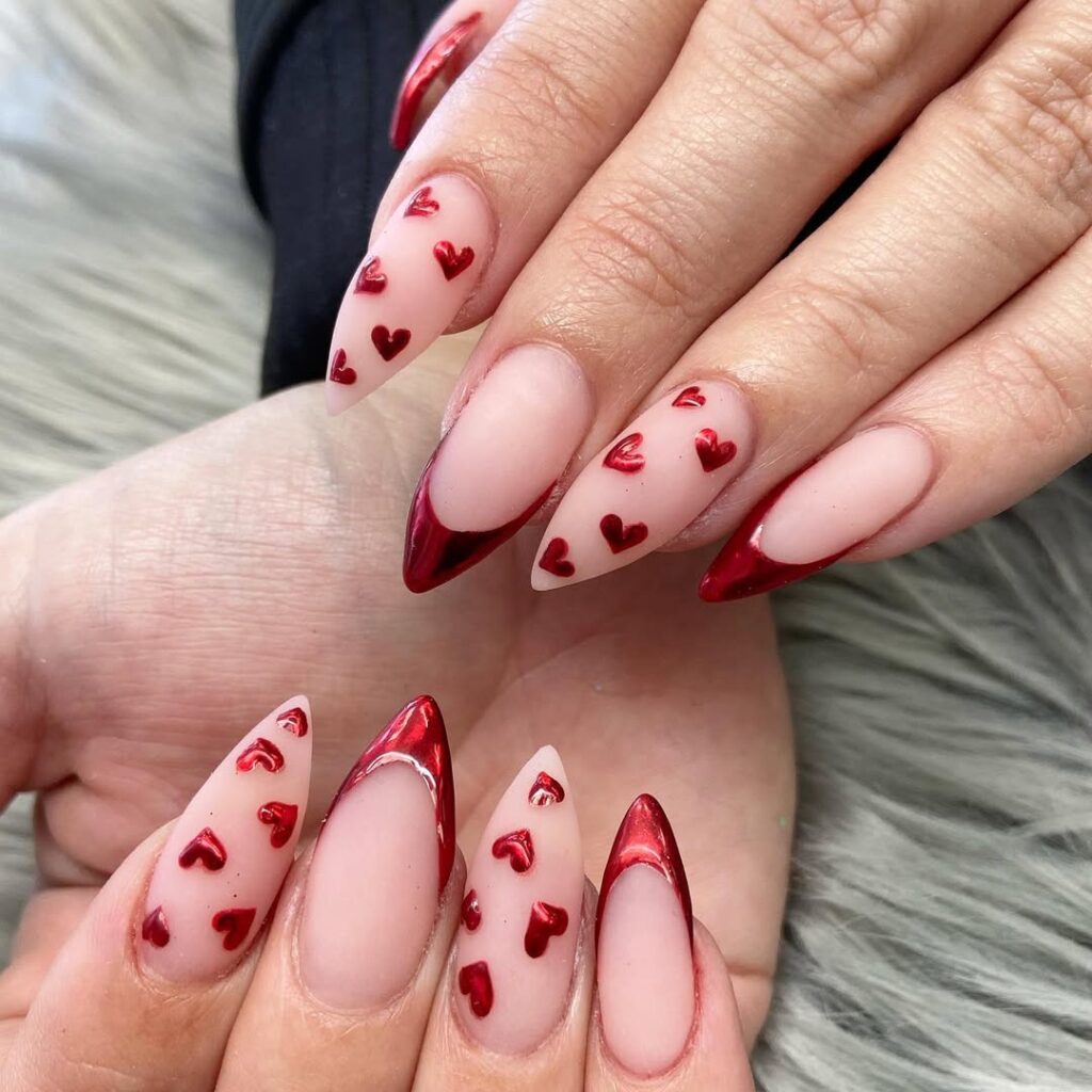 short Valentines nails