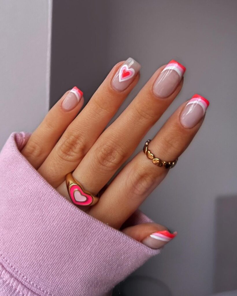 short Valentines nails