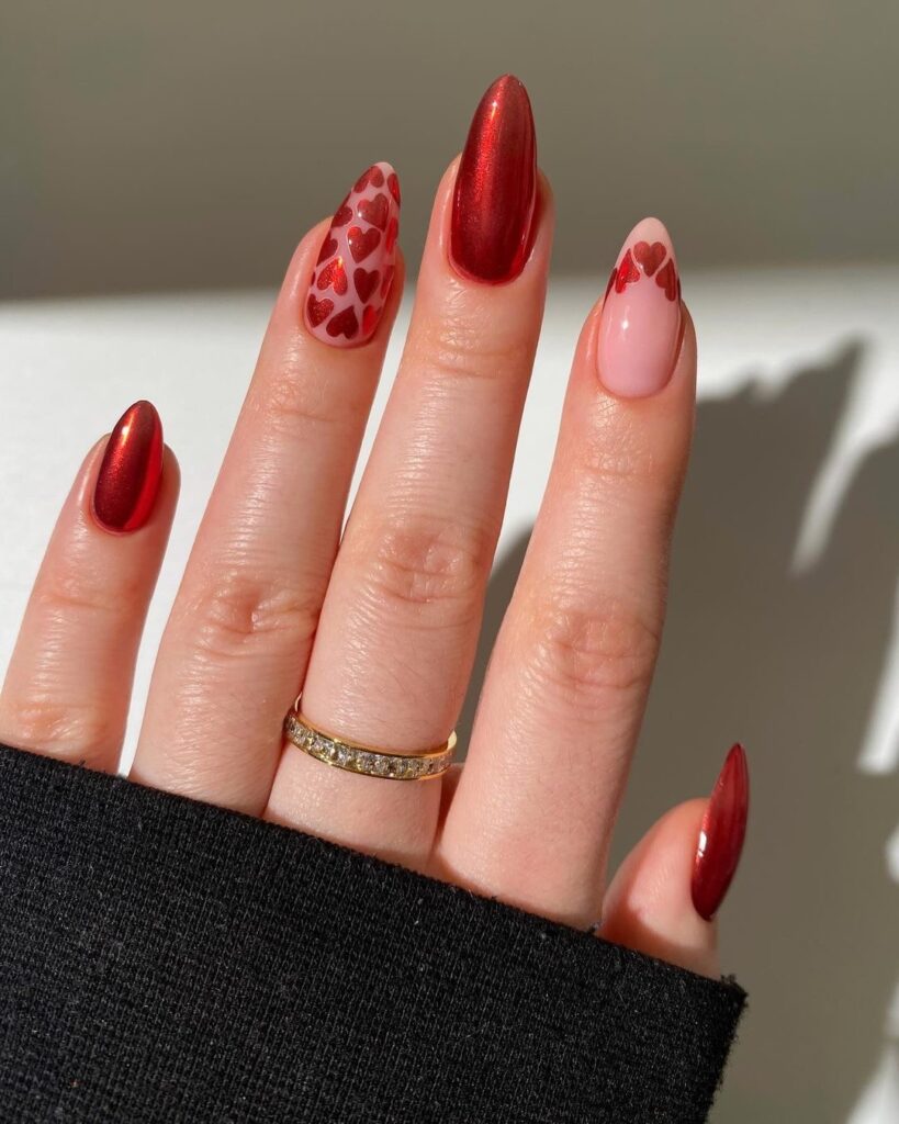 short Valentines nails