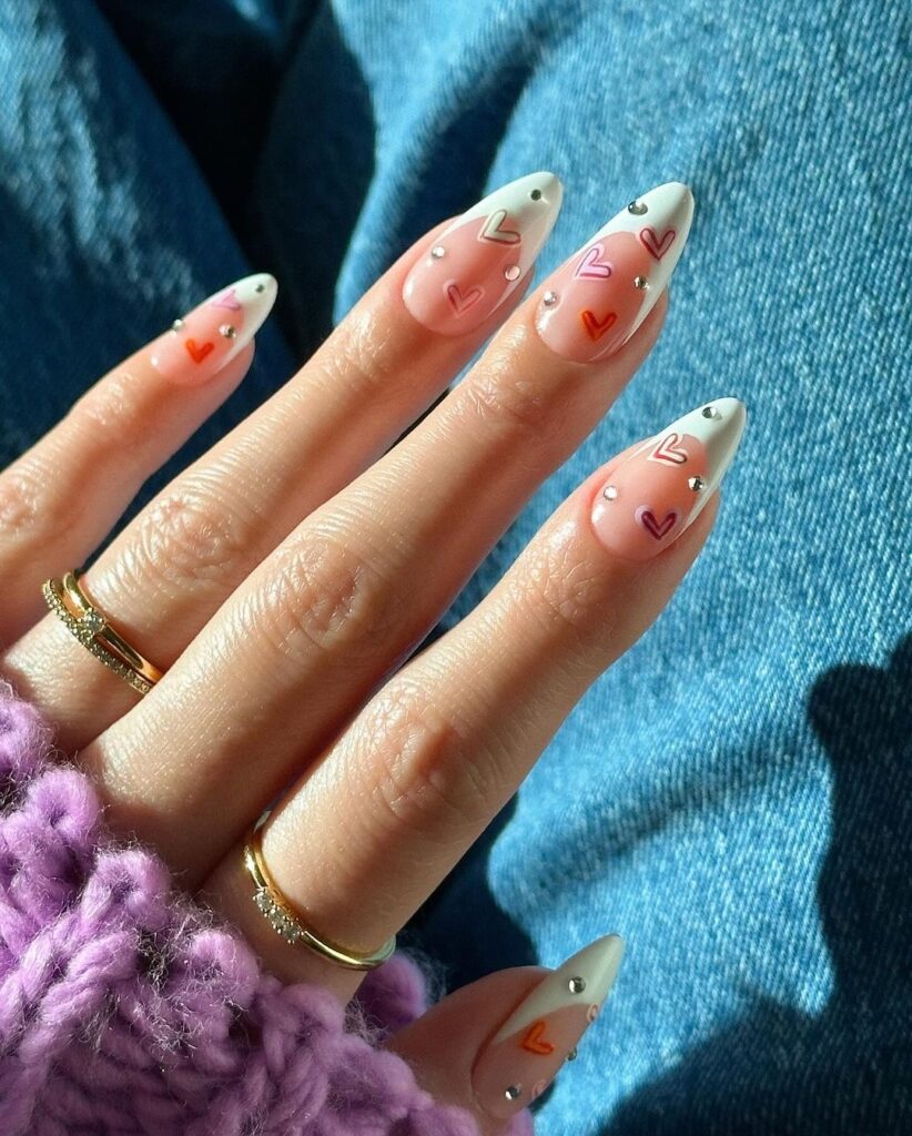 short Valentines nails