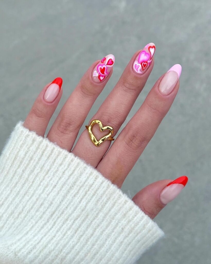 short Valentines nails