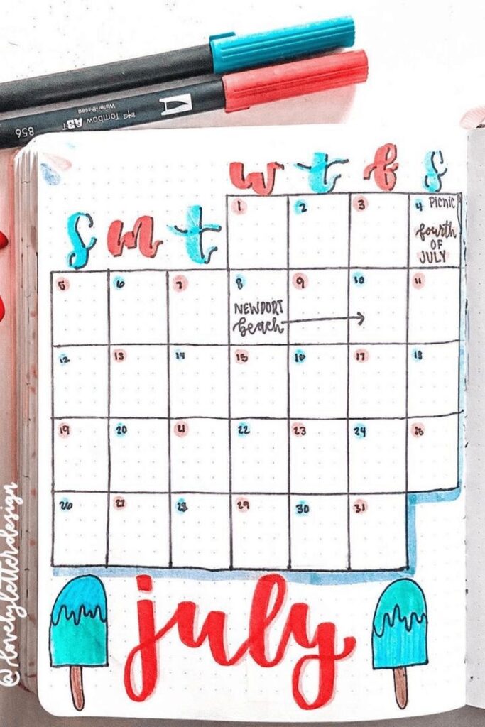 BULLET JOURNAL IDEAS FOR JULY